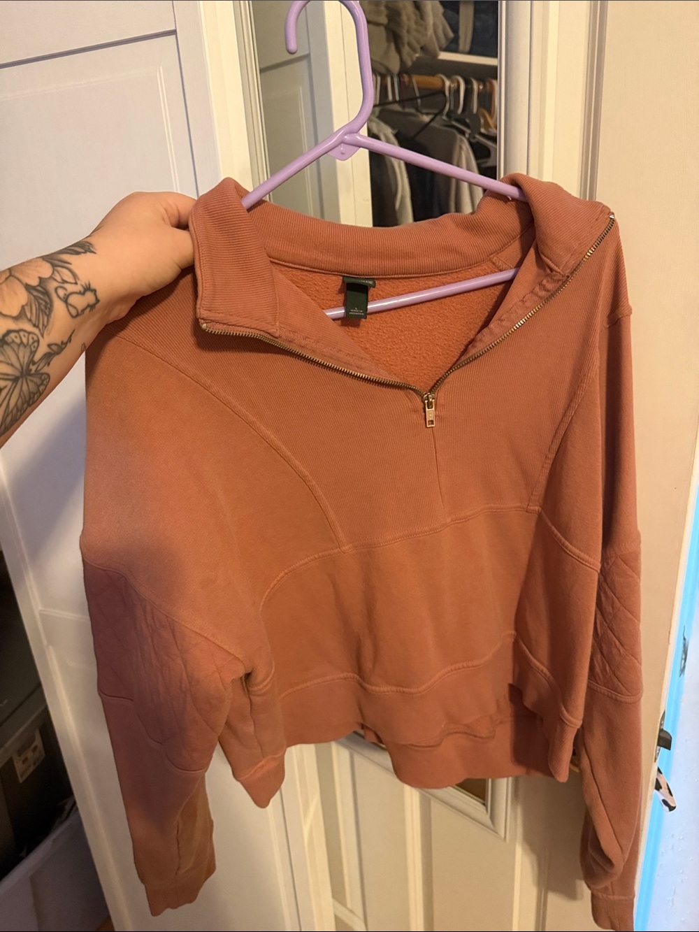 wild fable Half-Zip Pullover Sweatshirt in Clay Rose